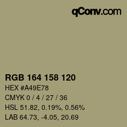 カラーコード: RGB 164 158 120 | qconv.com