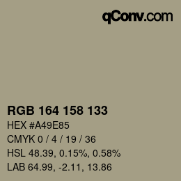 カラーコード: RGB 164 158 133 | qconv.com