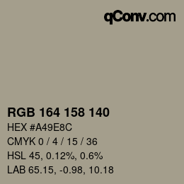 Color code: RGB 164 158 140 | qconv.com