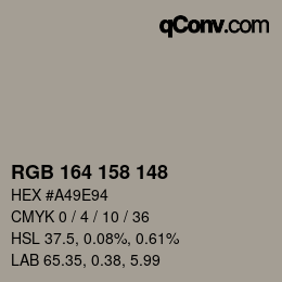 カラーコード: RGB 164 158 148 | qconv.com