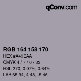 颜色代码: RGB 164 158 170 | qconv.com