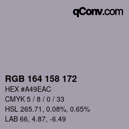 Color code: RGB 164 158 172 | qconv.com