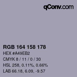 カラーコード: RGB 164 158 178 | qconv.com