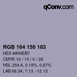 カラーコード: RGB 164 158 183 | qconv.com