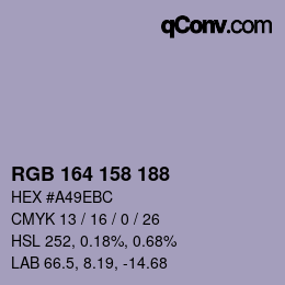 カラーコード: RGB 164 158 188 | qconv.com