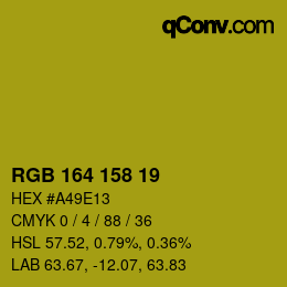 カラーコード: RGB 164 158 19 | qconv.com
