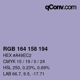 Color code: RGB 164 158 194 | qconv.com
