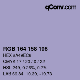 Color code: RGB 164 158 198 | qconv.com