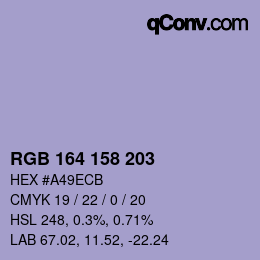 Color code: RGB 164 158 203 | qconv.com