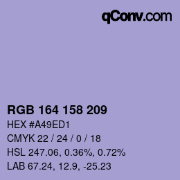 カラーコード: RGB 164 158 209 | qconv.com