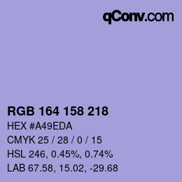 Color code: RGB 164 158 218 | qconv.com