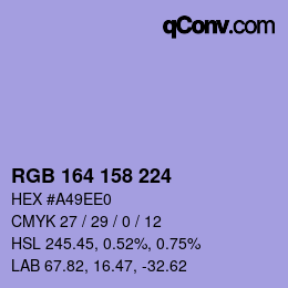 Color code: RGB 164 158 224 | qconv.com