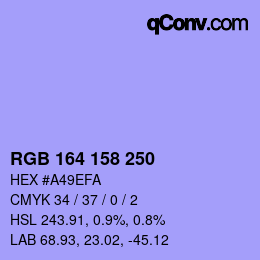 颜色代码: RGB 164 158 250 | qconv.com
