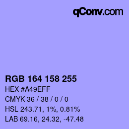 カラーコード: RGB 164 158 255 | qconv.com