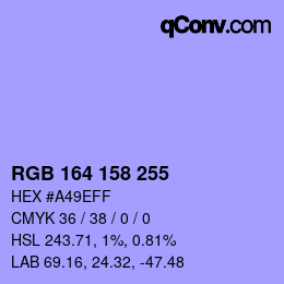 Farbcode: RGB 164 158 255 | qconv.com