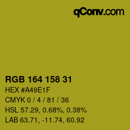 Color code: RGB 164 158 31 | qconv.com