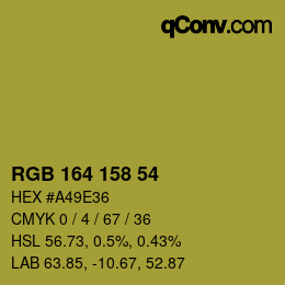 カラーコード: RGB 164 158 54 | qconv.com
