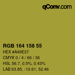 Color code: RGB 164 158 55 | qconv.com