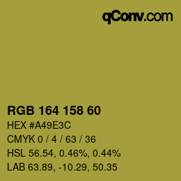 カラーコード: RGB 164 158 60 | qconv.com