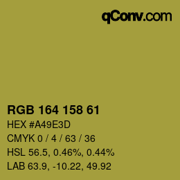 カラーコード: RGB 164 158 61 | qconv.com