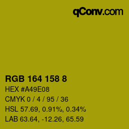 Farbcode: RGB 164 158 8 | qconv.com