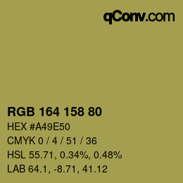 Color code: RGB 164 158 80 | qconv.com