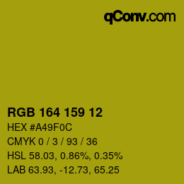 カラーコード: RGB 164 159 12 | qconv.com