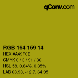 Color code: RGB 164 159 14 | qconv.com