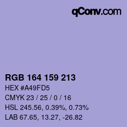 カラーコード: RGB 164 159 213 | qconv.com