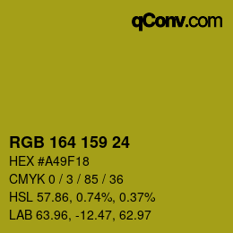 カラーコード: RGB 164 159 24 | qconv.com