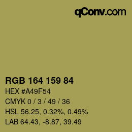 Color code: RGB 164 159 84 | qconv.com