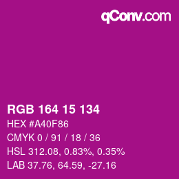 Color code: RGB 164 15 134 | qconv.com