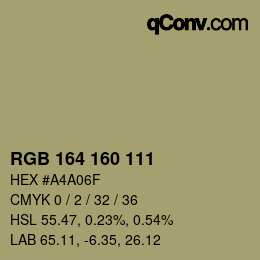 Color code: RGB 164 160 111 | qconv.com