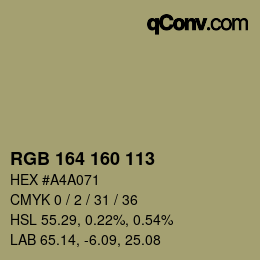 カラーコード: RGB 164 160 113 | qconv.com