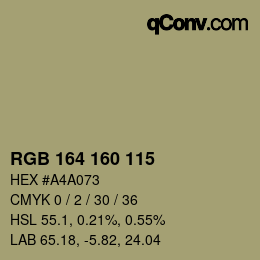 Color code: RGB 164 160 115 | qconv.com