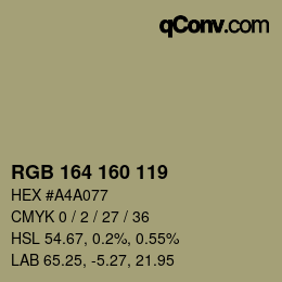Color code: RGB 164 160 119 | qconv.com