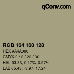 Color code: RGB 164 160 128 | qconv.com