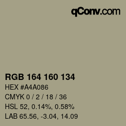 Color code: RGB 164 160 134 | qconv.com