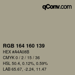 Color code: RGB 164 160 139 | qconv.com