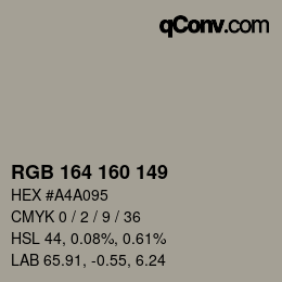 Color code: RGB 164 160 149 | qconv.com