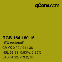 Color code: RGB 164 160 15 | qconv.com