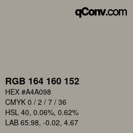 Color code: RGB 164 160 152 | qconv.com