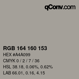 Color code: RGB 164 160 153 | qconv.com