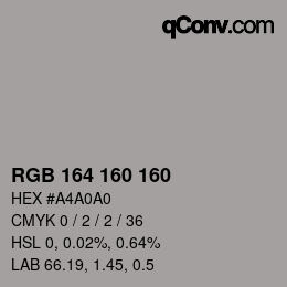 カラーコード: RGB 164 160 160 | qconv.com