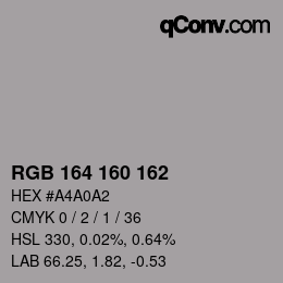 Farbcode: RGB 164 160 162 | qconv.com