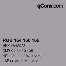 Color code: RGB 164 160 166 | qconv.com