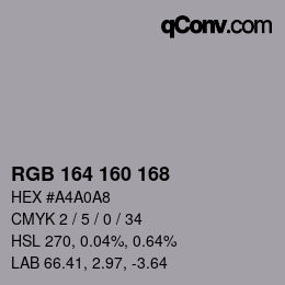 カラーコード: RGB 164 160 168 | qconv.com