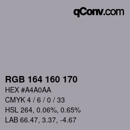 Color code: RGB 164 160 170 | qconv.com