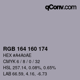 カラーコード: RGB 164 160 174 | qconv.com