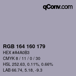 Color code: RGB 164 160 179 | qconv.com